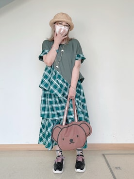 「アイテム（トートバッグ）」を使った、だるさん（レディース・152cm）の夏コーディネート