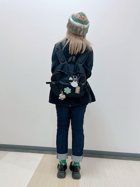 「アイテム（ニットキャップ/ビーニー）」を使った、だるさん（レディース・152cm）の秋コーディネート