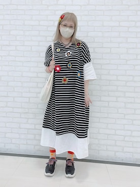 「Vネック」｜だるさん（レディース・152cm）の夏コーディネート