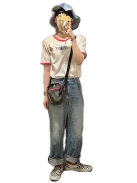 「Tシャツ×デニム」｜「アイテム（スリッポン）」を使った、てれれさん（レディース・162cm）の夏コーディネート