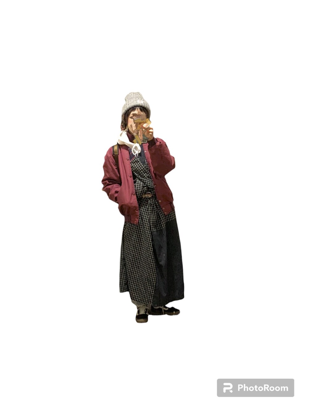「古着MIX、古着コーデ、ガウンワンピース、スタジャン×パーカー、スタジャン×スカート、古着女子」｜「VINTAGEのアイテム（ワンピース/ドレス、その他）」を使った、てれれさん（レディース・162cm）の冬コーディネートの1枚目の写真