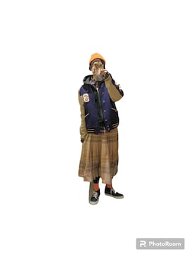 「アイテム（スタジャン、その他）」を使った、てれれさん（レディース・162cm）の冬コーディネート
