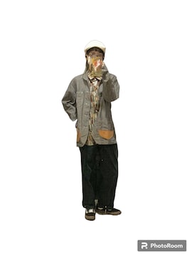 「ハンチング」｜「アイテム（カバーオール）」を使った、てれれさん（レディース・162cm）の春コーディネート