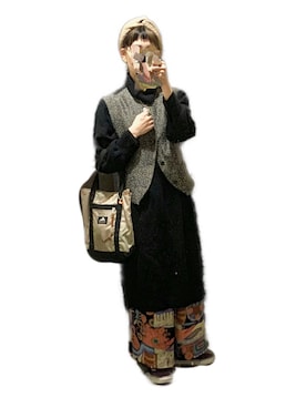 「VINTAGE（ヴィンテージ）のアイテム（ダウンジャケット/コート）」を使った、てれれさん（レディース・162cm）の冬コーディネート