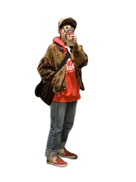 「古着女子」｜「アイテム（スリッポン）」を使った、てれれさん（レディース・162cm）の春コーディネート