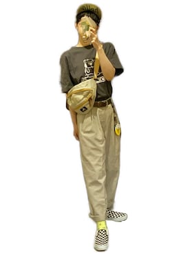 「アースカラー」｜「アイテム（スリッポン）」を使った、てれれさん（レディース・162cm）の夏コーディネート