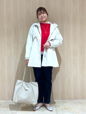 「grove（グローブ）の【貴島明日香さん着用・選べる着丈】大人のためのストレートデニムパンツ（デニムパンツ、ブルー系）」を使った、Arisaさん（レディース・164cm）の冬コーディネート