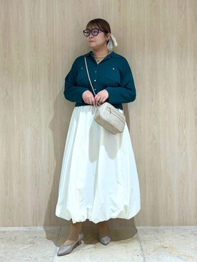 「grove（グローブ）の一枚でも羽織でも！大人のTOPS風カーディガン（カーディガン/ボレロ、グリーン系）」を使った、Arisaさん（レディース・164cm）の春コーディネート