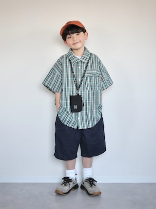 「BREEZE(ブリーズ)の【WEB限定】KUDOZ.B チェックシャツ(シャツ/ブラウス)」を使った、ORITSUさん(キッズ・120cm)の春コーディネート