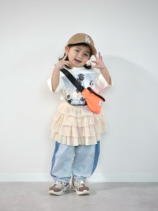 「NEW ERA（ニューエラ）のNEW ERA/ニューエラ キッズ キャップ Child 9TWENTY ロサンゼルス・ドジャース 14524756（キャップ）」を使った、ORITSUさん（キッズ・120cm）の春コーディネート