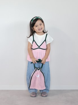 「GLOBAL WORK（グローバルワーク）のアイテム」を使った、ORITSUさん（キッズ・123cm）の夏コーディネート