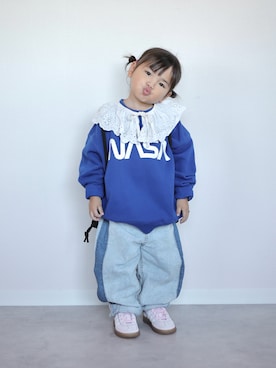 「アイテム（スウェット）」を使った、ORITSUさん（キッズ・120cm）の秋コーディネート