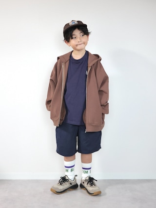 「PAIRMANON STREET(ペアマノンストリート)の【90-160cm】【綿100%】 吸水速乾 ワンポイント 刺繍 ロンT 長袖 Tシャツ 【PAIRMANON STREET】(Tシャツ/カットソー)」を使った、ORITSUさん(キッズ・124cm)の秋コーディネート