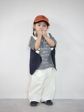 「アイテム（キャップ）」を使った、ORITSUさん（キッズ・90cm）の春コーディネート
