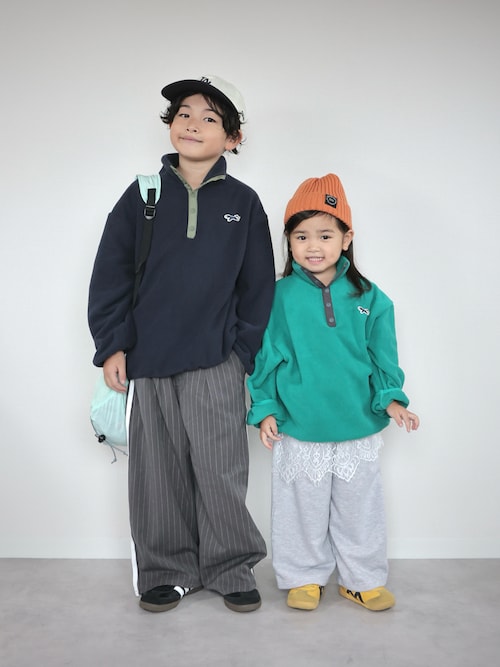 「BRANSHES(ブランシェス)のウォッシャブルニット帽(ニットキャップ/ビーニー)」を使った、ORITSUさん(キッズ・125cm)の秋コーディネート