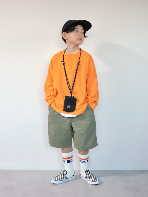 「PAIRMANON STREET（ペアマノンストリート）の【90-160cm】ワッフル ヘンリーネック 長袖Tシャツ【PAIRMANON STREET】（Tシャツ/カットソー）」を使った、ORITSUさん（キッズ・125cm）の秋コーディネート