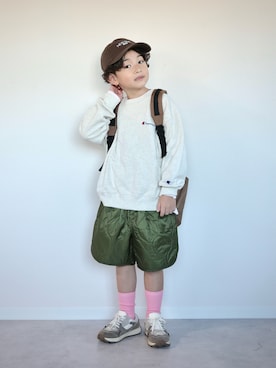 「アイテム（キャップ）」を使った、ORITSUさん（キッズ・120cm）の秋コーディネート