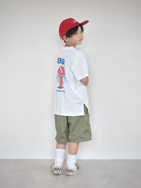 「BAYFLOW（ベイフロー）のアイテム」を使った、ORITSUさん（キッズ・123cm）の夏コーディネート