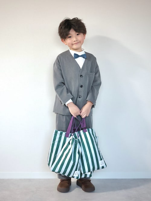 KIDS】【新生活・入学準備】洗えるストライプ柄マルチウェイ巾着袋