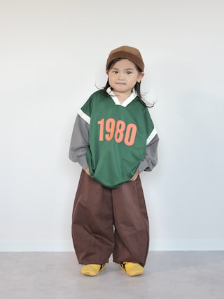 「BEAMS mini(ビームスミニ)のコーデュロイ ロール キャップ 2026FW(ハット)」を使った、ORITSUさん(キッズ・124cm)の秋コーディネート