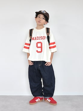 「アイテム（バックパック/リュック）」を使った、ORITSUさん（キッズ・124cm）の秋コーディネート