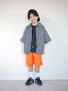 「BAYFLOW（ベイフロー）のアイテム」を使った、ORITSUさん（キッズ・123cm）の夏コーディネート