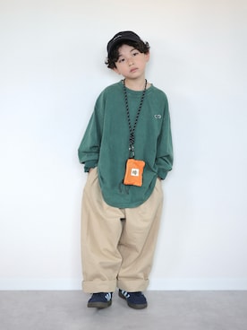 「アイテム（コインケース）」を使った、ORITSUさん（キッズ・120cm）の秋コーディネート
