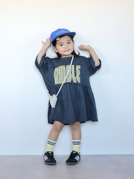 「CIAOPANIC TYPY（チャオパニックティピー）のアイテム（帽子）」を使った、ORITSUさん（キッズ・90cm）の夏コーディネート
