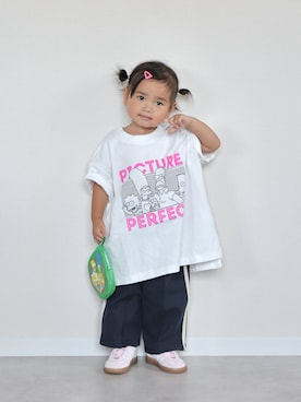 「LOWRYS FARM（ローリーズファーム）のシンプソンズ／ネオンＴ　576622（Tシャツ/カットソー）」を使った、ORITSUさん（キッズ・120cm）の夏コーディネート