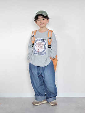 「アイテム（バックパック/リュック）」を使った、ORITSUさん（キッズ・120cm）の秋コーディネート
