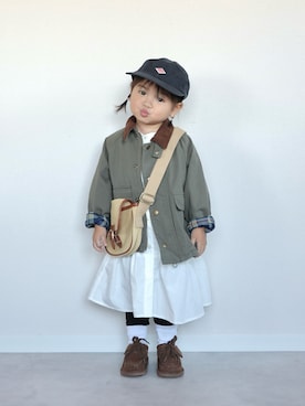 「アイテム（モカシン/デッキシューズ）」を使った、ORITSUさん（キッズ・120cm）の秋コーディネート