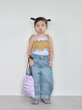 「MARKEY'S（マーキーズ）のリブキャミ&ビスチェSET（キャミソール）」を使った、ORITSUさん（キッズ・124cm）の夏コーディネート