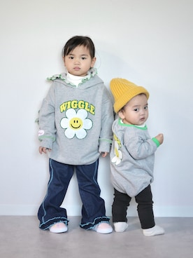 「アイテム（デニムパンツ）」を使った、ORITSUさん（キッズ・120cm）の冬コーディネート