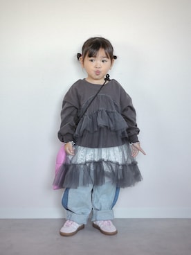 「アイテム（ワンピース/ドレス）」を使った、ORITSUさん（キッズ・120cm）の秋コーディネート