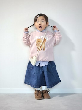 「アイテム（レッグウェア）」を使った、ORITSUさん（キッズ・90cm）の秋コーディネート