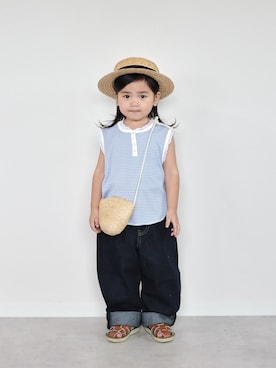 「GU（ジーユー）のアイテム」を使った、ORITSUさん（キッズ・123cm）の夏コーディネート