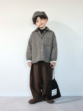 「アイテム（キャップ）」を使った、ORITSUさん（キッズ・120cm）の秋コーディネート