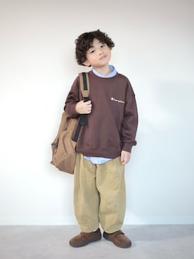 「アイテム（バックパック/リュック）」を使った、ORITSUさん（キッズ・120cm）の冬コーディネート