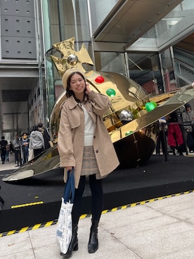 「MARITHE + FRANCOIS GIRBAUD（マリテフランソワジルボー）のアイテム（ハンチング/ベレー帽）」を使った、Sharon Hungさん（レディース・154cm）の冬コーディネート