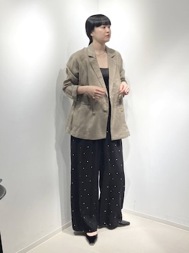「A part by（アパートバイ）のワンストラップフラットミュール（その他シューズ、ブラック系）」を使った、まゆてぃんさん（レディース・164cm）の春コーディネート