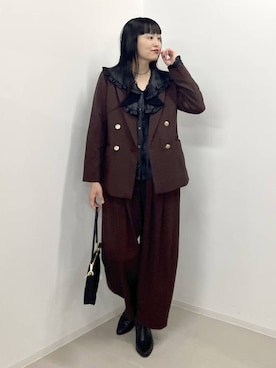 「A part by（アパートバイ）のＷライクテーラードスリットジャケット（テーラードジャケット）」を使った、まゆてぃんさん（レディース・164cm）の秋コーディネート
