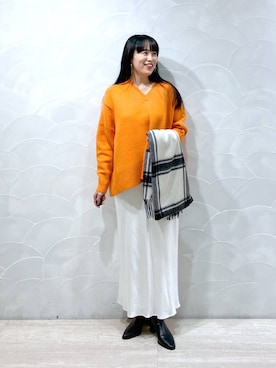 「A part by（アパートバイ）のアイテム（ストール/ショール）」を使った、まゆてぃんさん（レディース・164cm）の冬コーディネート