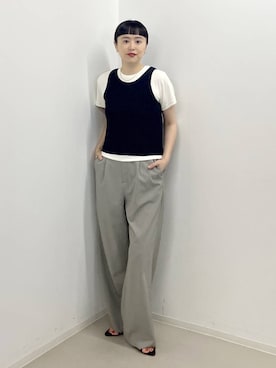 「A part by（アパートバイ）のナローストラップサンダル（サンダル、ブラック系）」を使った、まゆてぃんさん（レディース・164cm）の夏コーディネート