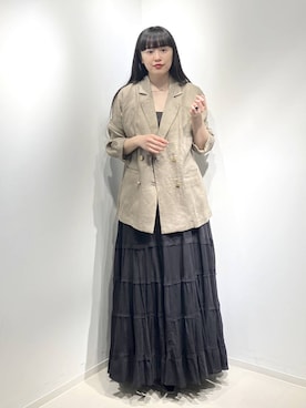 「A part by（アパートバイ）のワンストラップフラットミュール（その他シューズ、ブラック系）」を使った、まゆてぃんさん（レディース・164cm）の春コーディネート