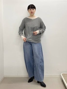 「アイテム（デニムパンツ）」を使った、まゆてぃんさん（レディース・164cm・30代）の秋コーディネート