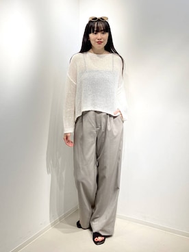 「A part by（アパートバイ）のフェイクスウェードサンダル（サンダル、ブラック系）」を使った、まゆてぃんさん（レディース・164cm）の夏コーディネート