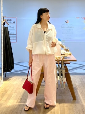 「骨格ストレート」｜「アイテム（ブルゾン）」を使った、まゆてぃんさん（レディース・164cm）の夏コーディネート
