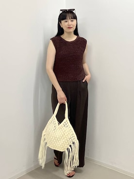 「A part by（アパートバイ）のサムリングサンダル（サンダル、ブラック系）」を使った、まゆてぃんさん（レディース・164cm）の夏コーディネート