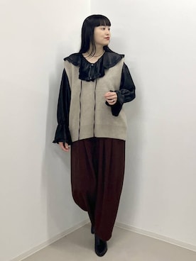 「アイテム（ベスト）」を使った、まゆてぃんさん（レディース・164cm・30代）の冬コーディネート