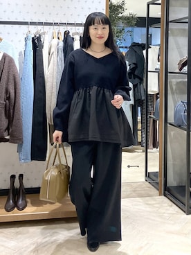 「アイテム（パンツドレス）」を使った、まゆてぃんさん（レディース・164cm）の秋コーディネート